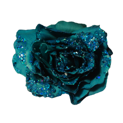 Picture 1:Decoratie bloem op clip blauw 14 cm